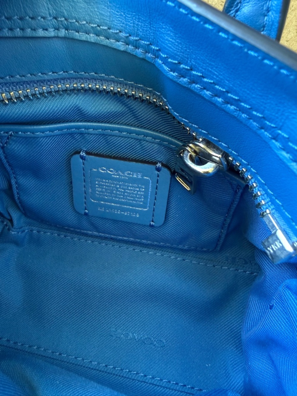 Coach Blue Studded Leather Rogue Satchel Silver Rivets NWT Crossbody Bag - Picture 10 of 15